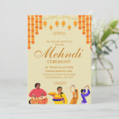 Elegante Mehndi Ceremony Invitation Kaart (Staand voorkant)