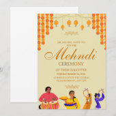 Elegante Mehndi Ceremony Invitation Kaart (Voorkant / Achterkant)