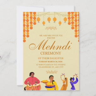 Elegante Mehndi Ceremony Invitation Kaart