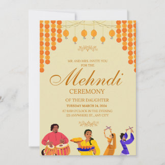 Elegante Mehndi Ceremony Invitation Kaart