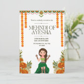 Elegante Mehndi Ceremony Invitation Kaart (Staand voorkant)
