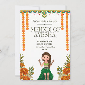 Elegante Mehndi Ceremony Invitation Kaart