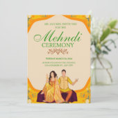Elegante Mehndi Ceremony Invitation Kaart (Staand voorkant)