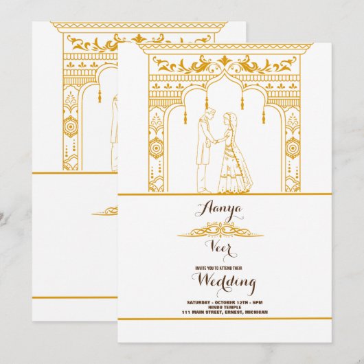 Elegante Mehndi-huwelijksuitnodiging Kaart (Voorkant / Achterkant)