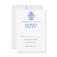 Elegante Mehndi ontwerp trouw-RSVP kaart-navy