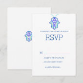 Elegante Mehndi ontwerp trouw-RSVP kaart-navy RSVP Kaartje (Voorkant / Achterkant)