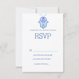 Elegante Mehndi ontwerp trouw-RSVP kaart-navy RSVP Kaartje