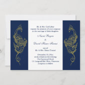 Elegante Mehndi Pauw bruiloft Nodig Navy & White u Kaart (Voorkant)