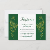 Elegante Mehndi Pauw bruiloft RSVP Groen Wit (Voorkant)