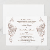 Elegante Mehndi Peacock bruiloft uitnodiging (Voorkant / Achterkant)