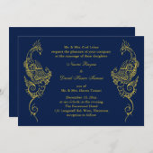 Elegante Mehndi Peacock bruiloft uitnodiging - Nav (Voorkant / Achterkant)