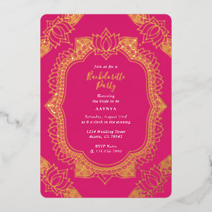 Elegante Mehndi vrijgezellenfeest Goud Folie Uitnodiging