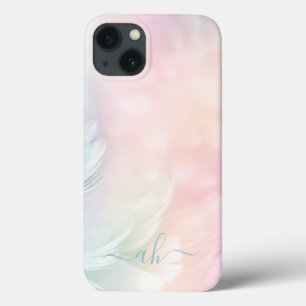 Elegante Meisje Monogrammed Pastel Regenboog Veer Case-Mate iPhone Case