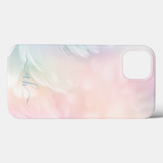 Elegante Meisje Monogrammed Pastel Regenboog Veer Case-Mate iPhone Case (Achterkant (horizontaal))