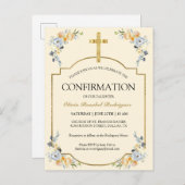 Elegante Meisjes Boter Cream Bloemen Bevestiging Uitnodiging Briefkaart (Voorkant / Achterkant)