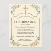 Elegante Meisjes Boter Cream Bloemen Bevestiging Uitnodiging Briefkaart (Voorkant)