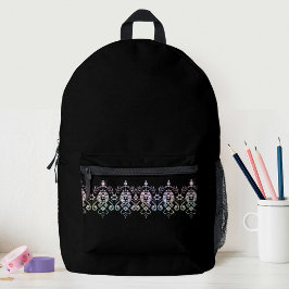 Elegante Meisjes Diamant Glans Zwarte School Bedrukte Rugzak