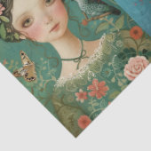 Elegante Meisjes Kleurrijke Bloemen Decoupage Coll Tissuepapier (Detail)