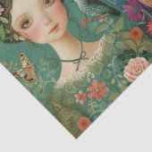 Elegante Meisjes Kleurrijke Bloemen Decoupage Coll Tissuepapier (Detail)