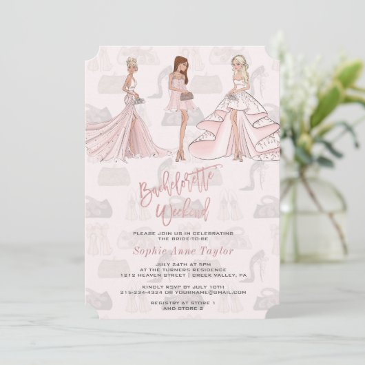 Elegante meisjes Roze Goud Bachelorette-weekend Kaart (Staand voorkant)