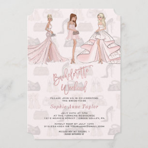 Elegante meisjes Roze Goud Bachelorette-weekend Kaart