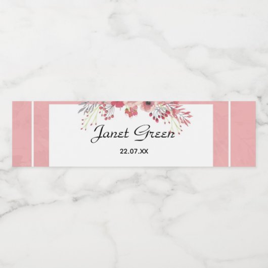 Elegante Meisjesachtige Bruiloft Waterfles Labels Waterfles Etiket (Enkel label)