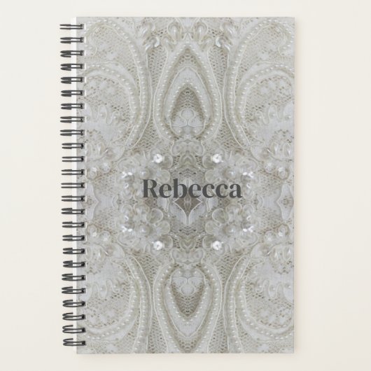 elegante meisjesachtige chic grijs crème beige wit planner (Voorkant)