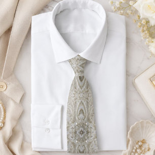 elegante meisjesachtige chic grijs crème beige wit stropdas