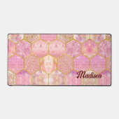 Elegante meisjesachtige faux Glitter roos gouden g Bureaumat (Voorkant)