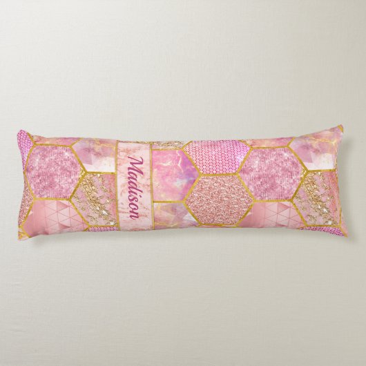 Elegante meisjesachtige faux Glitter roos gouden g Lichaamskussen (Achterkant)