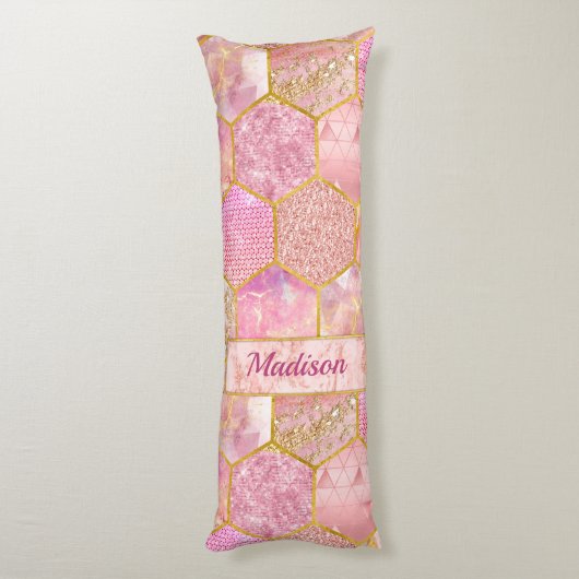 Elegante meisjesachtige faux Glitter roos gouden g Lichaamskussen (Achterkant (Verticaal))