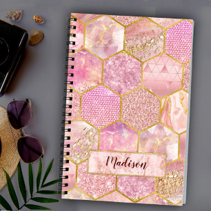 Elegante meisjesachtige faux Glitter roos gouden g Notitieboek