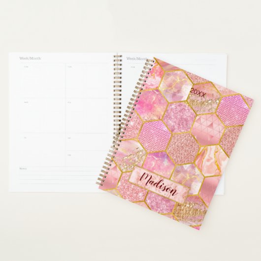 Elegante meisjesachtige faux Glitter roos gouden g Planner (Display)