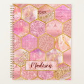 Elegante meisjesachtige faux Glitter roos gouden g Planner (Voorkant)