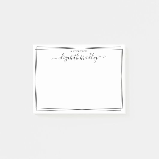 Elegante Meisjesachtige Monogram Handtekening Zwar Post-it® Notes (Voorkant)