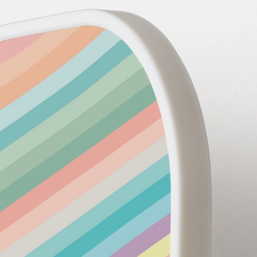 Elegante Meisjesachtige Pastel Regenboog Strepen P Pickleball Paddle (Links Detail)