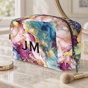 Elegante meisjesachtige roze turquoise marmeren ku toilettasje