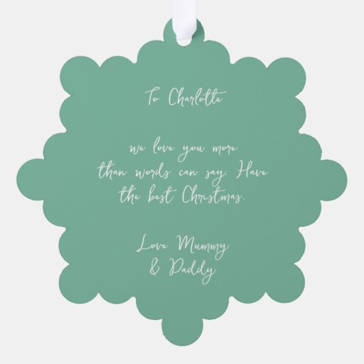 Elegante meisjesballerina perzik groen schattig Ke Ornament Kaart (Achterkant)