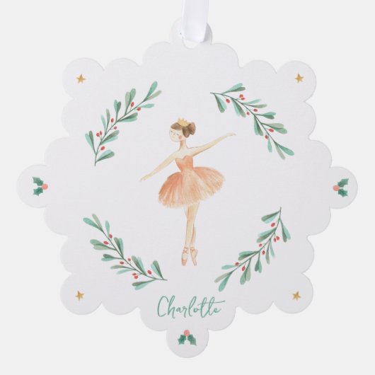 Elegante meisjesballerina perzik groen schattig Ke Ornament Kaart (Voorkant)