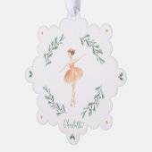 Elegante meisjesballerina perzik groen schattig Ke Ornament Kaart (Links)