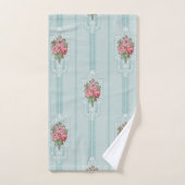 Elegante meisjesroze rozen op muntachtergrond bad handdoek (Handdoek)