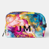 Elegante meisjesroze turquoise marmeren kunst acce toilettasje (Achterkant)