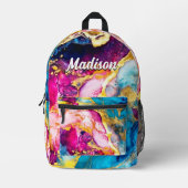 Elegante meisjesroze turquoise marmeren kunst bedrukte rugzak (Voorkant)