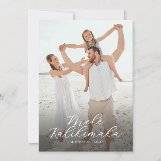 Elegante Mele Kalikimaka Foto Kerstmis Feestdagenkaart (Voorkant)