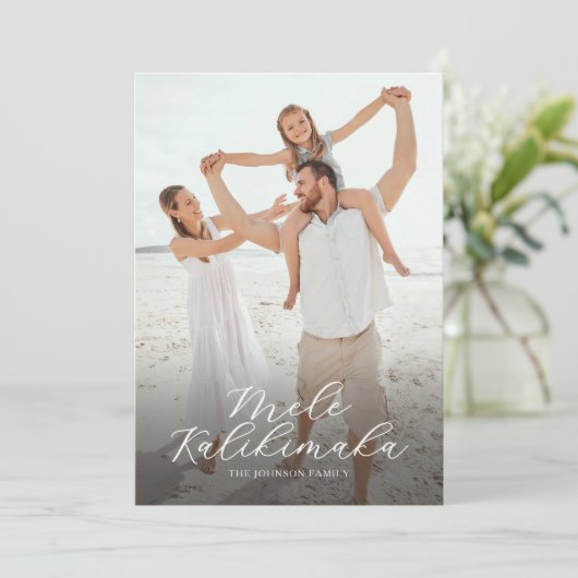 Elegante Mele Kalikimaka Foto Kerstmis Feestdagenkaart (Staand voorkant)