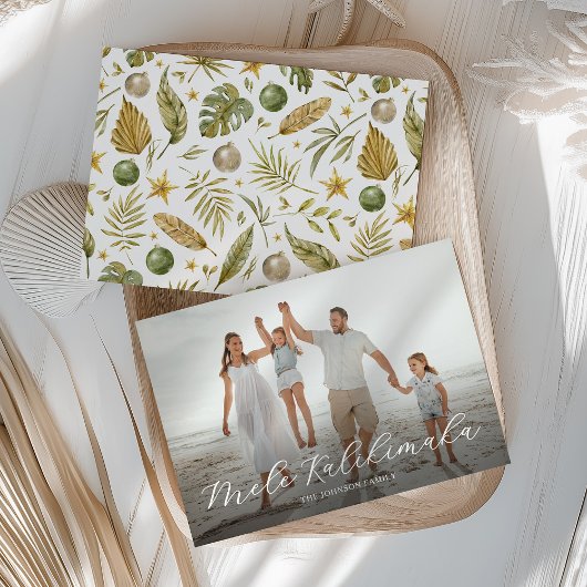 Elegante Mele Kalikimaka Tropische Foto Kerstmis Feestdagenkaart