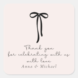 elegante melk roze Dank u Vierkante Sticker