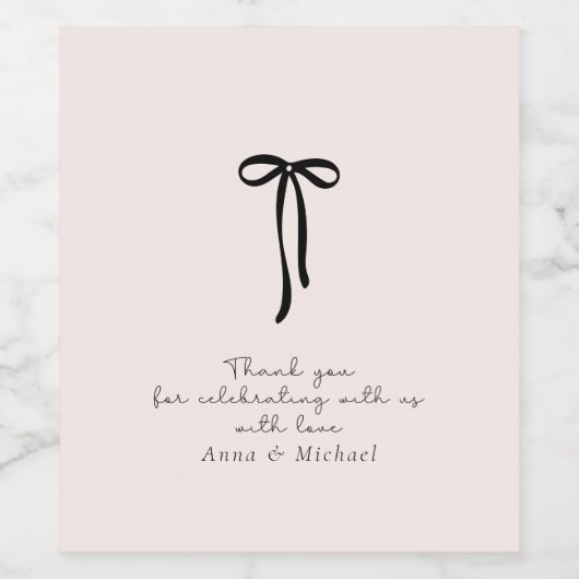 elegante melk roze Dank u Wijn Etiket (Enkel label)