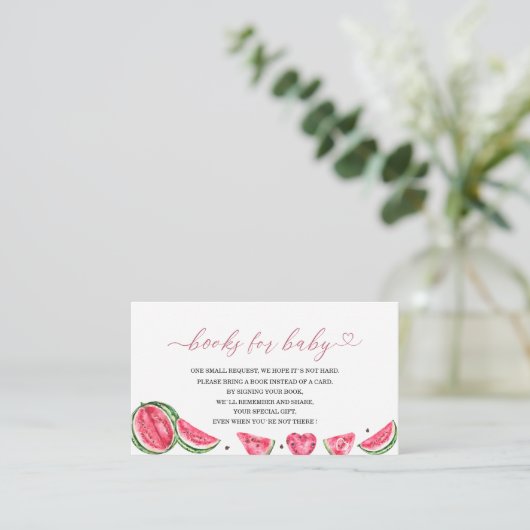 Elegante Melon Waterverf baby shower boeken voor b Informatiekaartje (Staand voorkant)