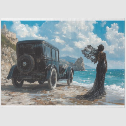 Elegante Memorial Funeral Carriage Decoupage Tissuepapier (Voorkant)